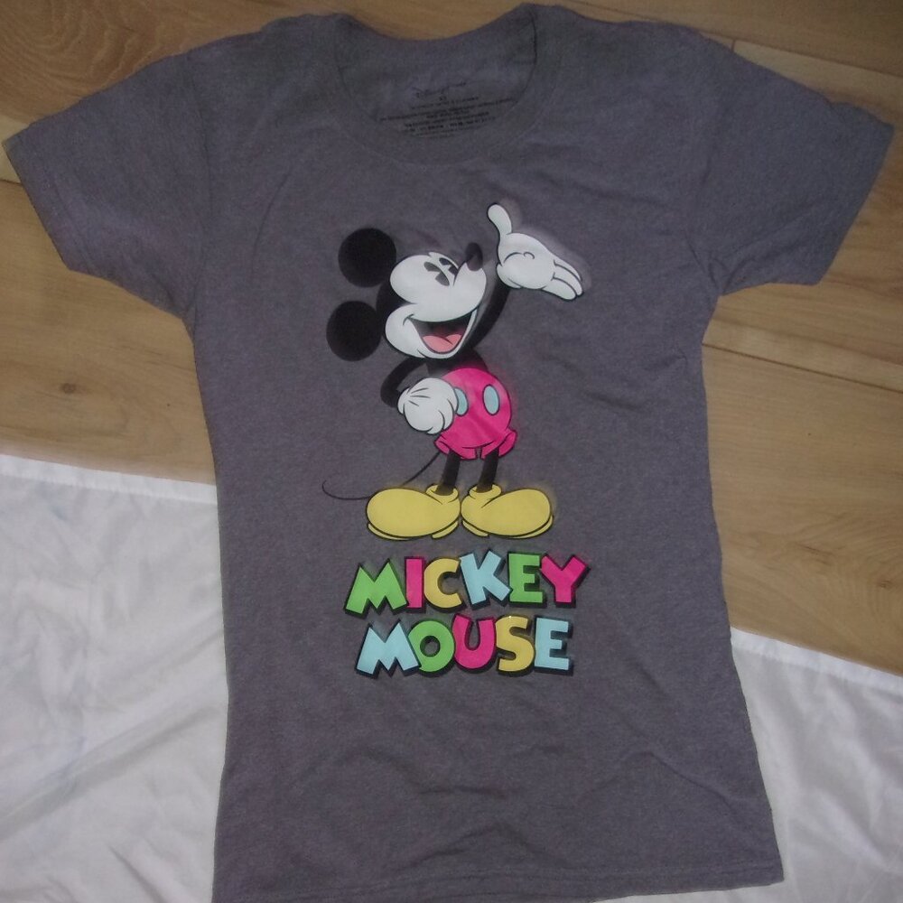 🍋‍🟩 Disney Mickey mouse size extra small womens top shirt gray graphic tee